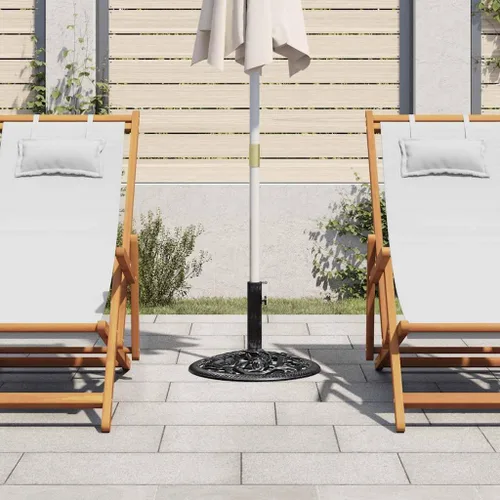 Vista 3 de Cast Iron Umbrella Base with Floral Design, Heavy Duty Black Umbrella Base for Patio and Balcony Stability