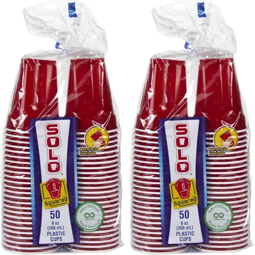 Vista 4 de Solo Vasos de plástico para fiestas, color rojo - 9 oz - 50
