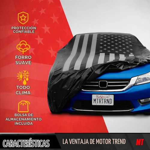 Vista 4 de Motor Trend Funda impermeable para automóvil con bandera de Estados Unidos, protección para todo tipo de clima, resistente a los rayos UV Bandera