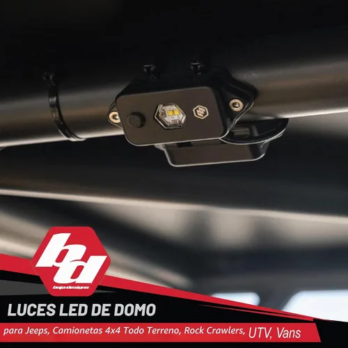 Vista 3 de Baja Designs Luz LED de cúpula con interruptor, luz universal de 12 V, 400 lúmenes, óptica de 180 grados, lente ámbar baja