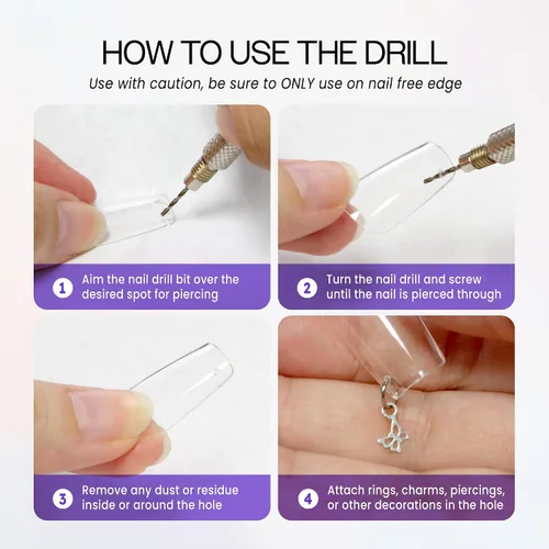Vista 5 de Beauticom Herramienta de taladro de mano de 2 piezas Consejos de arte de uñas colgantes
