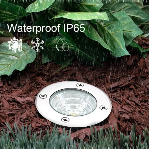 Vista 4 de Luces de pozo de iluminación de paisaje, bajo voltaje al aire libre en tierra, 5 W 12 V-24 V, impermeable, luz blanca cálida de 3000 K para jardín