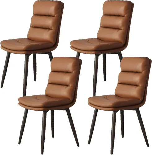 Vista 20 de Upholstered Dining Chairs Set of 4, Leather Kitchen Chair with Metal Legs, Dining Room Kitchen Chair with Back for Brown