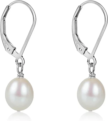 Vista 19 de LILY LUSTRE - Aretes colgantes de plata de ley 925 chapados en oro de 14 quilates, seleccionados a mano, calidad AAAA, color blanco natural