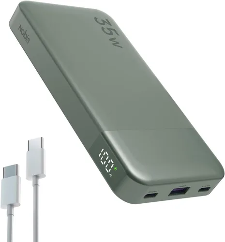 Vista 9 de NOBIS Cargador portátil, cargador de batería de 10000 mAh de carga rápida, paquete de baterías con cable C a C, banco de baterías con pantalla Negro