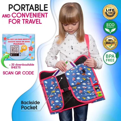 Vista 6 de ECOFANTASY Bandeja de viaje para asiento de automóvil para niños, mesa de Avión