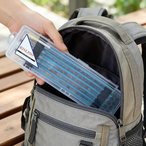 Vista 7 de Estuche de plástico para pinceles de pintura larga para artista, contenedor de pinceles de acuarela de arte en miniatura de viaje duro sin pinceles