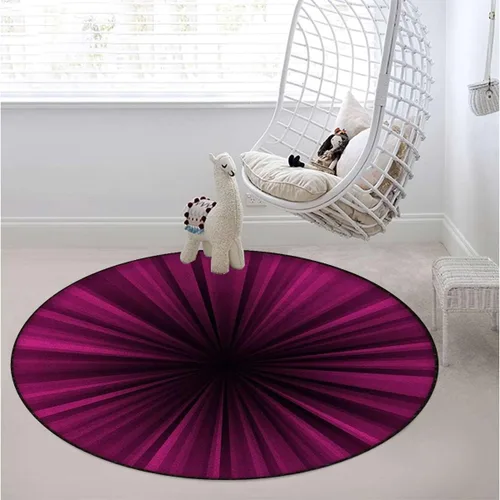 Vista 4 de Alfombra de área de color rosa intenso, antideslizante, alfombra circular lavable, alfombra de piso para baño, entrada, cocina y dormitorio, diseño