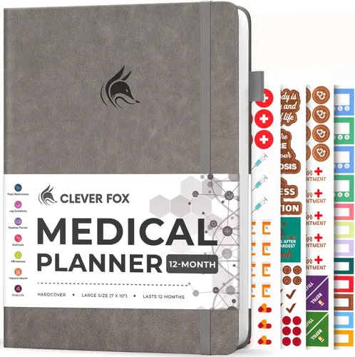 Vista 16 de Clever Fox Agenda médica grande de 12 meses – Cuaderno médico, diario de salud, diario de bienestar para rastrear la salud – 12 meses, 7 x 10.5