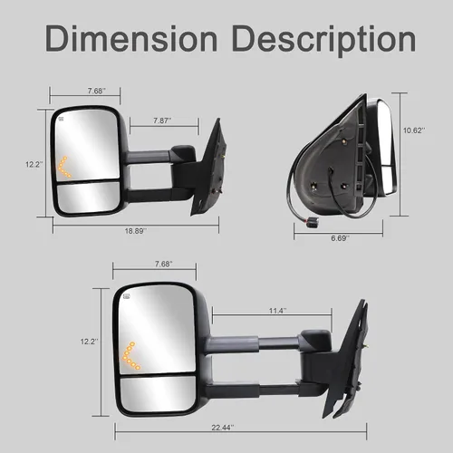 Vista 8 de Espejos de remolque aptos para Chevy Silverado Suburban GMC Sierra Yukon 2007-2014