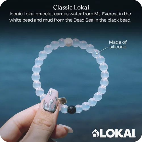 Vista 2 de Lokai Beaded Bracelets for Women & Men, Classic Clear Style - Mental Health Awareness Bracelet Encourages Mental Wellness Slides-On for Comfortable