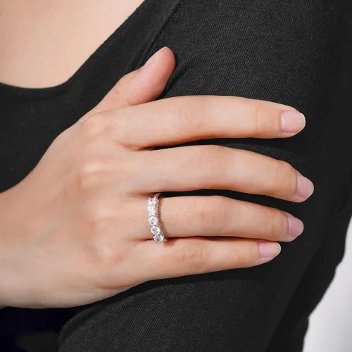 Vista 3 de Tienda Collection Sterling Silver Five-Stone Ring set with Round Cut Infinite Elements Cubic Zirconia