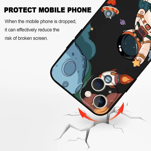 Vista 5 de LEECG Funda para iPhone 13 con diseño de mariposas y flores, diseño de astronauta, funda de teléfono con forro de microfibra suave, funda delgada