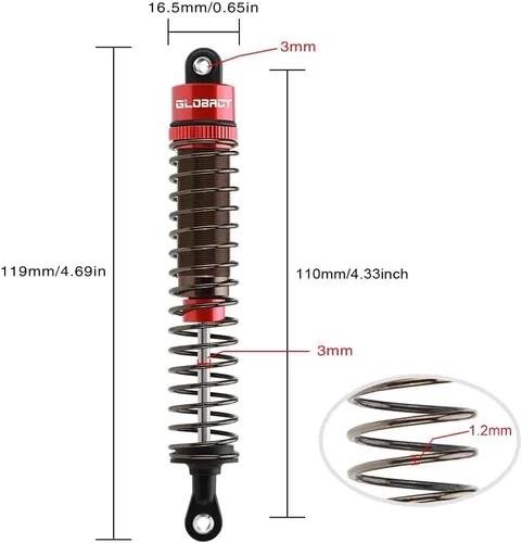 Vista 2 de Juego de 4 amortiguadores RC ajustable para coche de oruga RC Axial SCX10 TRX4 D90 (4.331 in)