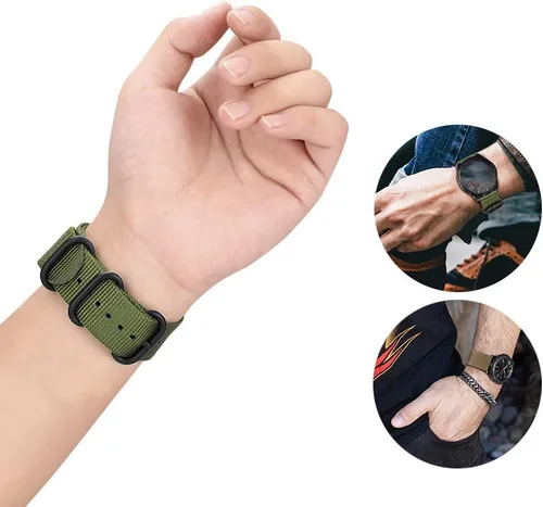 Vista 6 de Vivoactive 5/3 - Correa de reloj de metal y nailon, malla de 0.787 pulgadas y correa de nailon compatible con Garmin Venu 2 Plus/Forerunner 645/245