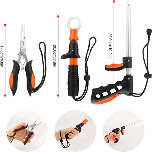 Vista 7 de mouhike Kit de herramientas de pesca, alicates de pesca, pinza de labios de pescado, removedor de anzuelos de pesca, báscula digital de pesca