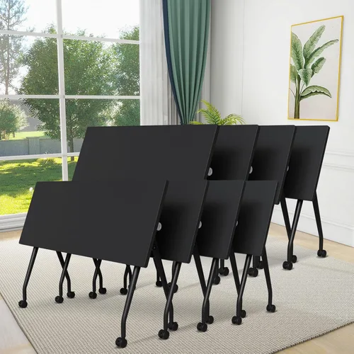 Vista 25 de Mesa de conferencias plegable, mesas de sala de conferencias con ruedas, mesa rectangular grande y plegable para reuniones de 6 a 12 personas, mesa