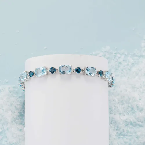 Vista 3 de Ross-Simons 19.50 ct. t.w. London and Sky Blue Topaz Bracelet in Sterling Silver