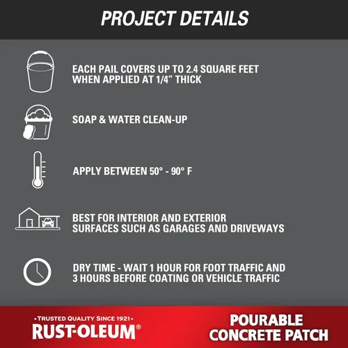 Vista 7 de Rust-Oleum 369667 Masilla de hormigón para verter, balde de 5 lb