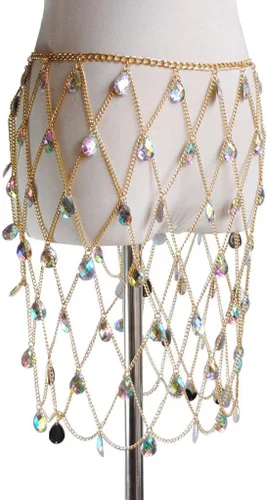 Vista 2 de Cadena de Cuerpo de Traje Sexy para Mujer B-Color dorado