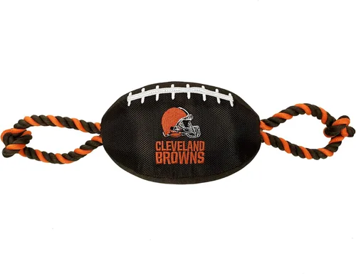 Vista 8 de Juguetes de fútbol NFL Arizona Cardinals para perros de Pets First, materiales de nylon de alta calidad, fuertes cuerdas de tracción, silbato