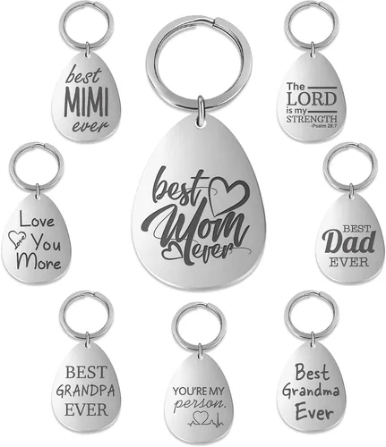 Vista 5 de Divoti Llavero de regalo para tu persona especial Padre, madre, abuelo, abuela, amigos de acero inoxidable quirúrgico