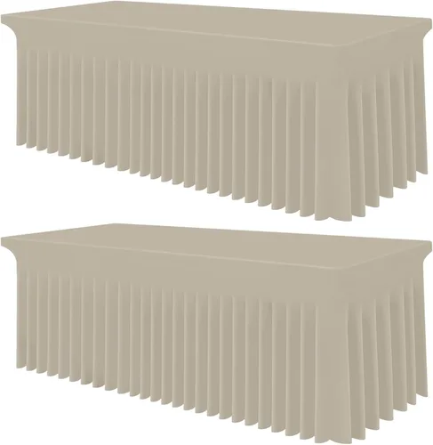Vista 40 de Smiry Mantel de Spandex, Mantel Elástico Ajustable Extensible para Mesas Rectangulares de 6 Pies, Falda Cubierta de Mesa Impermeable y Lavable