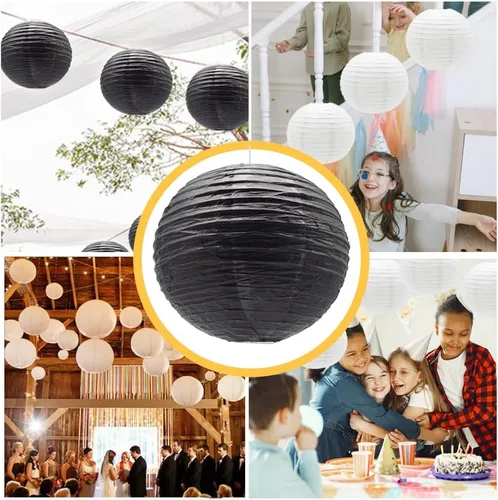 Vista 6 de 6 linternas de papel decorativas redondas colgantes
