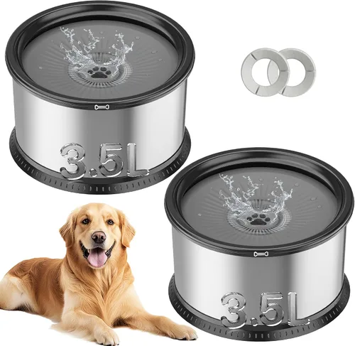 Vista 12 de Tazón de agua para perros sin derrames de 4.5L, juego de cuencos Comedero de gran capacidad, a prueba de salpicaduras, con alfombrilla B-Negro