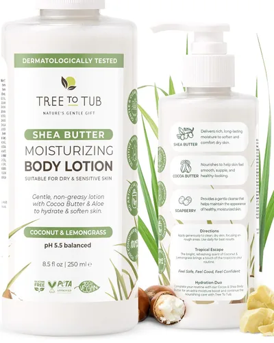 Vista 11 de Tree To Tub Loción corporal Retinol - Crema corporal hidratante, crema reafirmante avanzada con ácido hialurónico y manteca de karité, loción