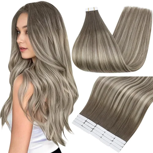 Vista 37 de Full Shine - Extensiones de cabello humano con cinta adhesiva, 10 pulgadas, sin costuras, color 1 negro azabache de 1.06 oz, cinta invisible