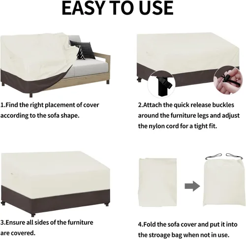 Vista 6 de Easy-Going Funda para silla de patio, resistente a los rayos UV, bicolor, impermeable, para muebles de exterior, con dobladillo reflectante