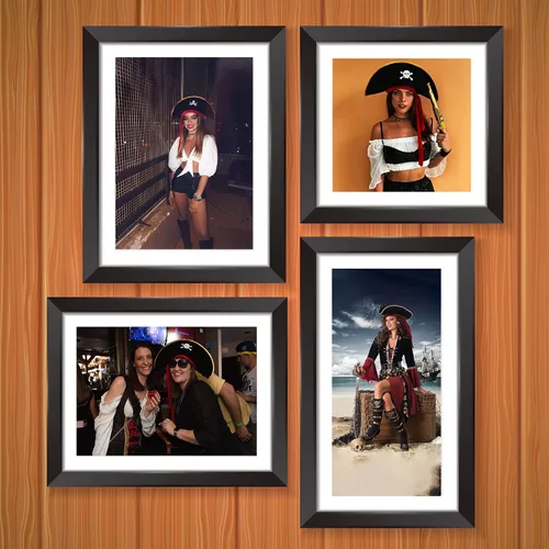 Vista 5 de M&G House Sombreros de pirata de Halloween Caribbean Black Pirate Cap Pirata Accesorios Divertidos Sombrero de Fiesta Disfraz Adulto Niño