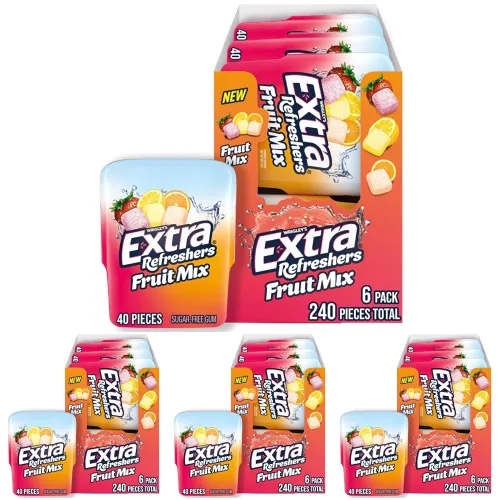 Vista 8 de EXTRA Gum Refreshers Fruit Mix - Goma de mascar sin azúcar a granel, botella de 40 piezas (paquete de 6)