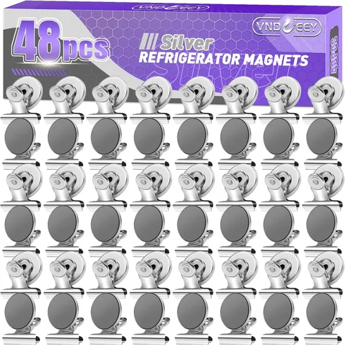 Vista 10 de VNDUEEY Paquete de 6 imanes para refrigerador, imanes para refrigerador, clips magnéticos negros, imanes para pizarra blanca, clips magnéticos