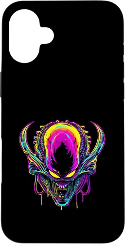 Vista 22 de iPhone 16 Retro Funny streetwear Synthwave 80s 90s spacezilla alien Case