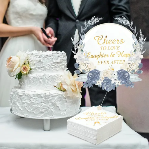 Vista 6 de 200 servilletas de boda desechables para recepción, servilletas de despedida de soltera de lámina dorada, decoraciones de boda, servilletas de señor