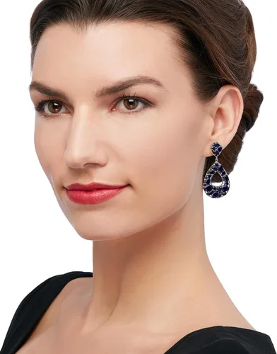 Vista 2 de Ross-Simons Pendientes de zafiro de 16,85 qt t en plata de ley, Gema, Zafiro