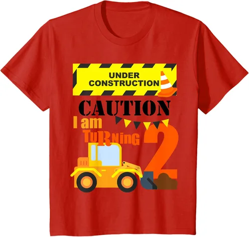 Vista 3 de Camiseta para niño de 2 años de edad con excavadora de cumpleaños para niños de 2ª construcción, Blanco, Kids 2