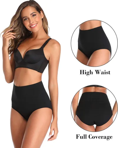 Vista 3 de K-CHEONY Women's Underwear, High Waist Cotton Breathable Full Coverage Panties Brief Multipack Regular and Plus