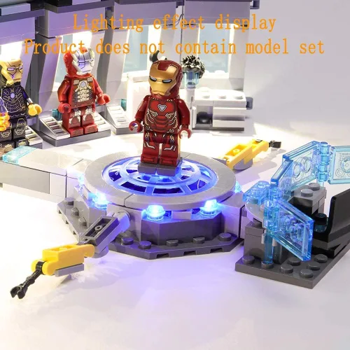 Vista 6 de GEAMENT Kit de luz LED para Iron Man Hall of Armor compatible con el modelo de bloques de construcción Lego 76125 (juego de modelos no incluidos)