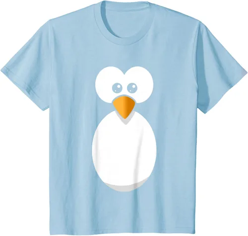 Vista 9 de Camiseta divertida con diseño de cara de pingüino o disfraz fácil, color negro, talla S
