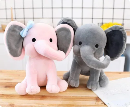 Vista 5 de NatureMan Animales de peluche de elefante, peluches kawaii, juguetes de peluche para bebés, niños y niñas, ideal para guardería, decoración de gris