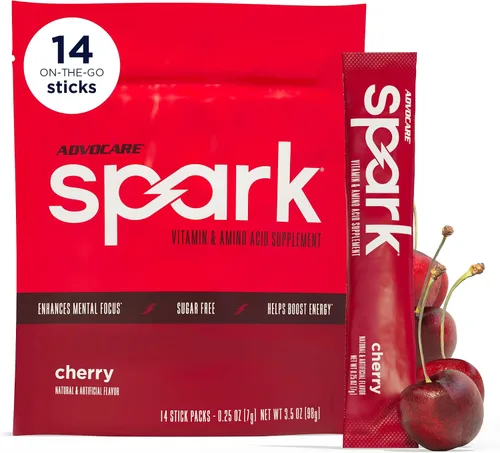 Vista 8 de AdvoCare Spark Energy & Focus, sin azúcar, frambuesa azul, 14 barras Suplemento de vitaminas y aminoácidos, fórmula sin azúcar que apoya la energía