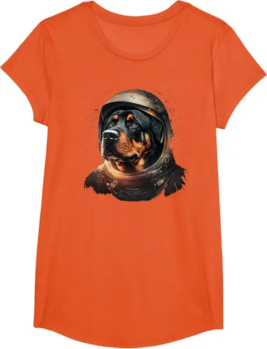 Vista 69 de Divertida camiseta Rottweiler con diseño de astronauta rottweiler en galaxia espacial, Negro