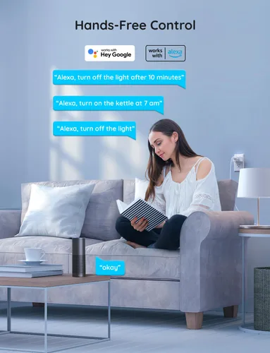 Vista 3 de Govee Enchufe inteligente de 15 A, salida WiFi Bluetooth, 1 paquete que funciona con Alexa y Google Assistant, enchufes WiFi con múltiples