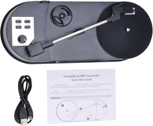 Vista 4 de Turntable Converter for Record Player to MP3 Conversion Adapter with Multiple Speeds and Integrated Auditory Record Converter
