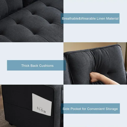 Vista 7 de VINGLI Sofá Cama Loveseat Mejorado, 53.5" An x 83" L Sofá Cama Convertible Sofá Cama Futón Sofás para Sala de Estar, Sofá Cama Plegable