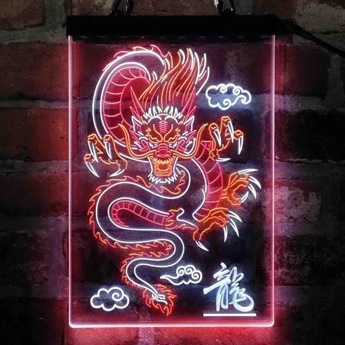 Vista 14 de ADVPRO Dragón chino en la nube palabra tricolor LED neón signo verde y rojo y amarillo 7.9 x 12.6 pulgadas st9s23-i3225-gry