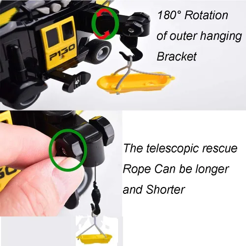 Vista 5 de OMGTOY Helicóptero militar, avión de la fuerza aérea de juguete con cesta colgante luces y sonidos para niños (negro)